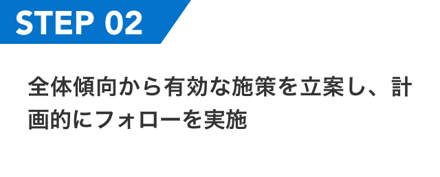 全体傾向から有効な施策を立案し、計画的にフォローを実施